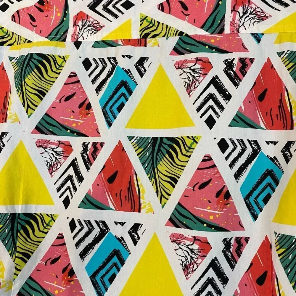 Massive Tropical Watermelon Set XL Button Down Elastic Short Triangle Print L - Picture 5 of 10